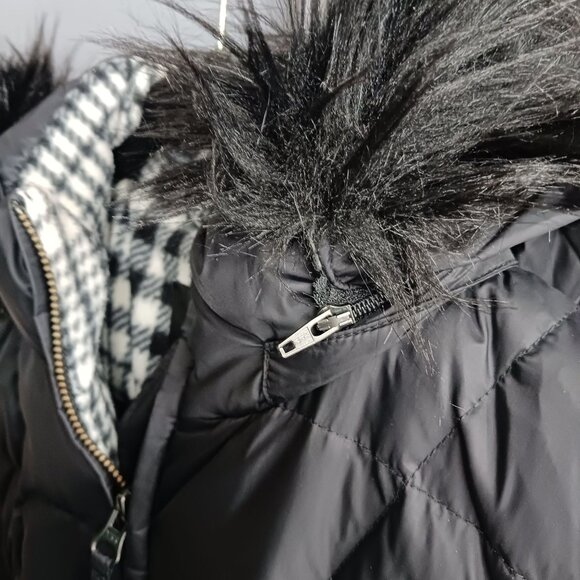 Talbots Black Down Puffer Coat Removable Hood Longline Size Small - Picture 6 of 11